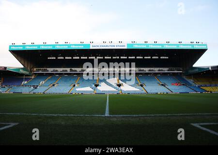 Leeds, UK. 1st Jan, 2024. General view inside the stadium prior to the Sky Bet Championship match at Elland Road, Leeds. Picture credit should read: Gary Oakley/Sportimage Credit: Sportimage Ltd/Alamy Live News Stock Photo