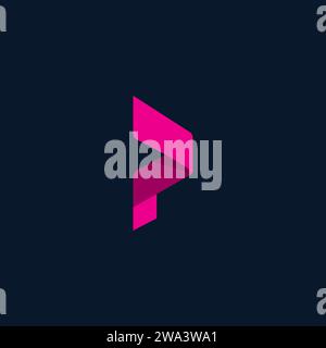 P Logo With Pink Color Combination. Letter P Icon Stock Vector