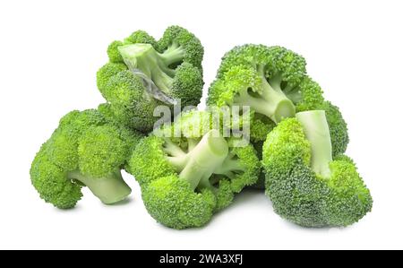 Pile of fresh raw green broccoli isolated on white Stock Photo
