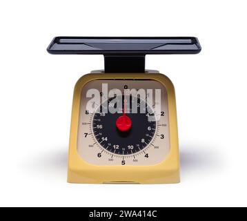 Food Scale Front View Cut Out on White. Stock Photo