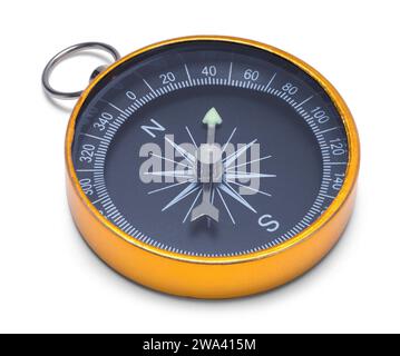 Round Gold Compass Cut Out on White. Stock Photo