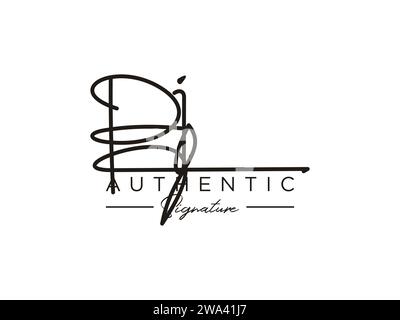 PJ Signature Logo Template Vector. Stock Vector