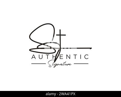 ST Signature Logo Template Vector. Stock Vector