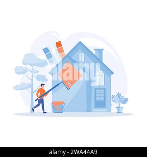 Home maintenance and improvement metaphors. Plumbing services, electrician, apartment painting.flat vector modern illustration Stock Vector