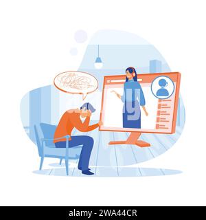 Psychological counseling concept. Vector online psychological assistance service illustration. flat vector modern illustration Stock Vector