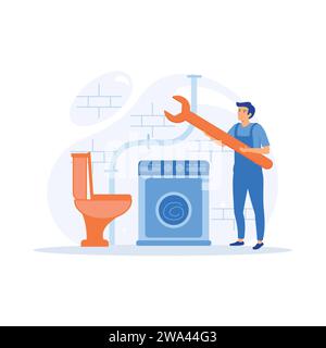 Home maintenance and improvement metaphors. Plumbing services, electrician, apartment painting. flat vector modern illustration Stock Vector