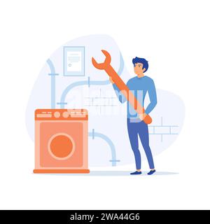Roofing and basement services, windows and doors replacement and installation, broken glass, fly screen, hire contractor abstract metaphor. flat vecto Stock Vector
