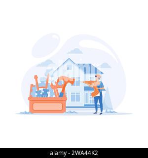 Home renovation abstract concept vector illustration set. flat vector modern illustration Stock Vector