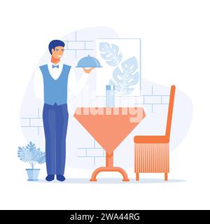 Experienced manager training staff, laundry service, maid ironing guests shirt, waiter serving at banquet, horeca sector vector cartoon. flat vector m Stock Vector