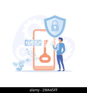 Data protection. Data security and privacy and internet security, flat vector modern illustration Stock Vector