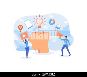 Creative idea. Digital information overload, flat vector modern illustration Stock Vector