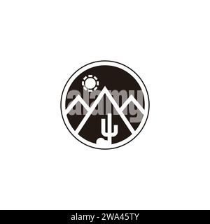 desert mountain cactus silhouette simple logo vector Stock Vector