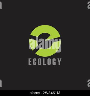 green letter e ecology recycle arrow logo vector Stock Vector