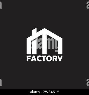 factory building simple geometric line logo vector Stock Vector