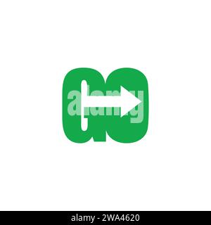 letter go green arrow simple logo vector Stock Vector