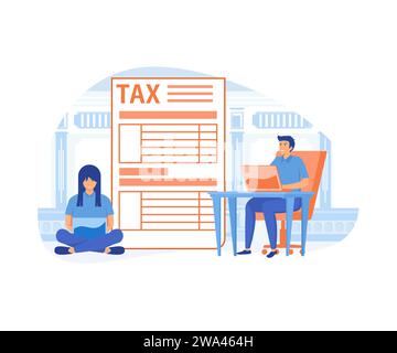 Tax refund. Online Refund. Tax payment. Filing tax form, flat vector modern illustration Stock Vector
