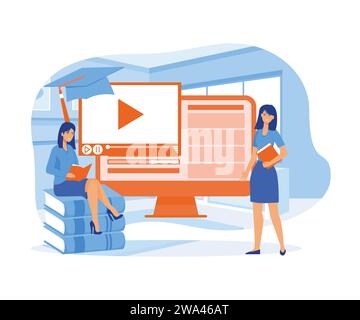 Self development and management. online courses or internet tutorials. flat vector modern illustration Stock Vector