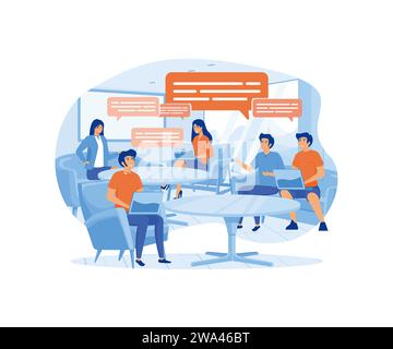 Group of People Discussing business. flat vector modern illustration Stock Vector