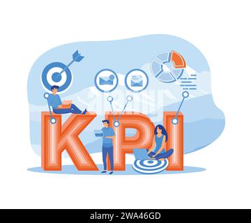 KPI or key performance indicator concept. Idea of data review and evaluation. flat vector modern illustration Stock Vector