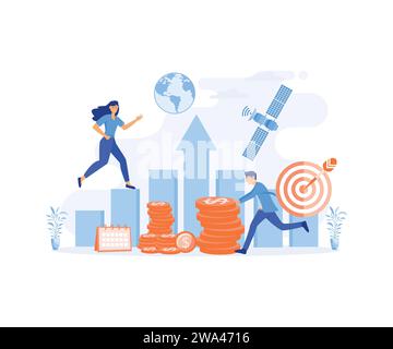 Business growth . professional people working as team. flat vector modern illustration Stock Vector