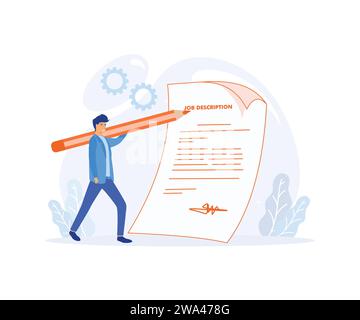 Company employee writing job description in flat design. flat vector modern illustration Stock Vector