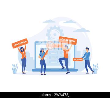 Job search. Recruitment. Head Hunting in social network. Employees looking for job. flat vector modern illustration Stock Vector