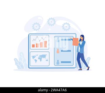Business intelligence, intelligence dashboard, innovative solution. flat vector modern illustration Stock Vector