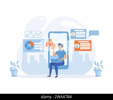 Refer a friend idea vector illustration concept for landing page template, affiliate partnership earn money, marketing, sharing referral business. fla Stock Vector