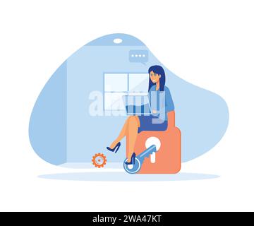 Data security, protected access control, privacy data protection. flat vector modern illustration Stock Vector