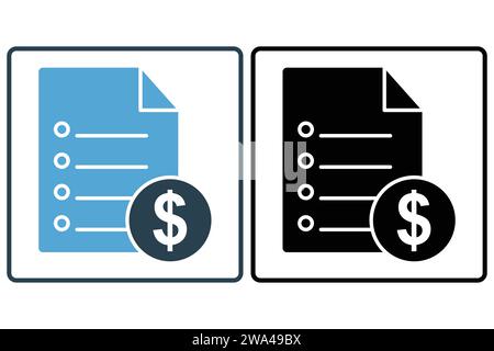 invoice icon. icon related to financial transactions. solid icon style. element illustration Stock Vector