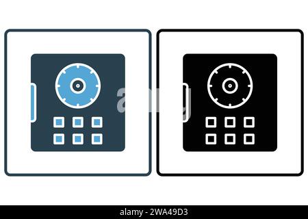 vault door icon. icon related to secure storage of valuables. solid icon style. element illustration Stock Vector