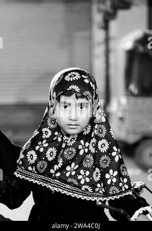 Portrait of a young Shia girl wearing hijab. Hyderabad, India. Stock Photo