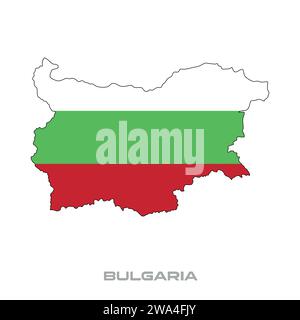 Vector illustration of the flag of Bulgaria with black contours on a white background Stock Vector