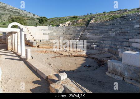 The ancient theater of new Pleuron (Plevrona), in ancient Aetolia, Greece Stock Photo