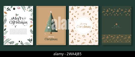 Christmas background book cover and poster design collection set of four Stock Vector