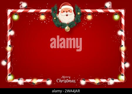 Red Christmas frame background border design decoration with copy space for text Stock Vector