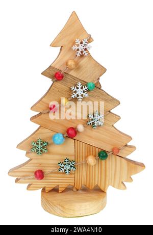 Christmas tree made from pieces of wooden pallets. Isolated on white Stock Photo