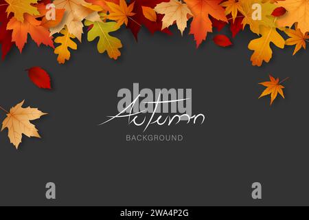 Autumn leaf background border design with copy space Stock Vector