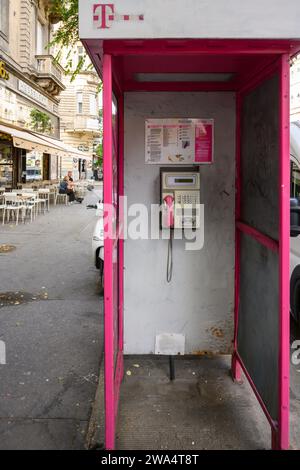 Still usable card operated Public telephone booth, Budapest, Hungary Stock Photo