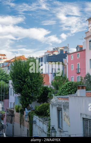Urban street scene, Bairro Alto, Lisbon, Portugal Stock Photo