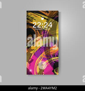 Smartphone screen with colorful abstract wallpaper background Stock Vector