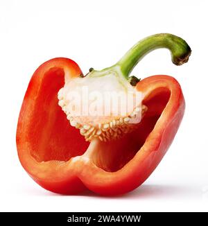 Chopped red pepper isolated on white background. Stock Photo