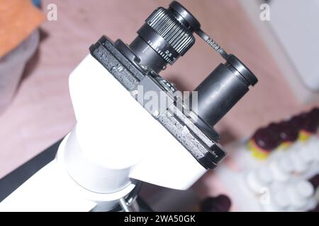 Parts of a microscope Eye Piece. India Stock Photo