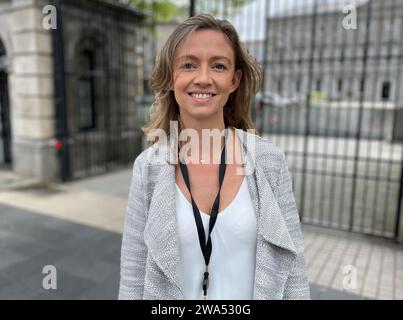 Previously unissued photo dated 24/05/23 of Social Democrats leader Holly Cairns outside Leinster House in Dublin. Ms Cairns has said she has high hopes for her party in elections this year as she reflected on her 'rollercoaster' first full Dail term as the Social Democrats' new leader. Issue date: Tuesday January 2, 2024. Stock Photo