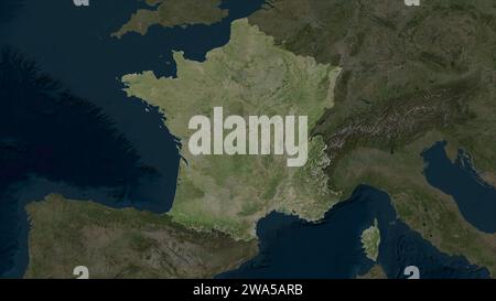 France highlighted on a high resolution satellite map map with the ...