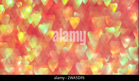 Banner of colorful sparkling hearts with abstract bokeh for Valentine's Day Stock Photo
