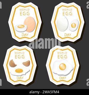 Beautiful color illustration on theme of celebrating annual holiday World Egg Day Stock Vector