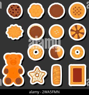 Illustration on theme fresh sweet tasty cookie of consisting various ingredients, cookie of different edible food, design cookie this cool meal for re Stock Vector
