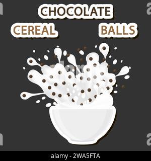 Illustration on theme big set different types dessert sweet milk cereal in bowl, cereal consisting of bowls filled with various ingredients Stock Vector