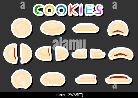 Illustration on theme fresh sweet tasty cookie of consisting various ingredients, cookie of different edible food, design cookie this cool meal for re Stock Vector